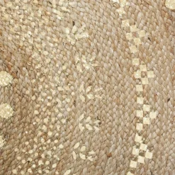 Tapis de salon jute rond (115 cm) Gold shine Or
