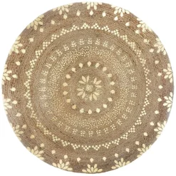 Tapis de salon jute rond (115 cm) Gold shine Or