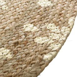 Tapis de salon jute rond (115 cm) Gold shine Or