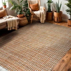 Tapis de salon rectangulaire jute tissée main (160 x 230 cm) Weston Marron