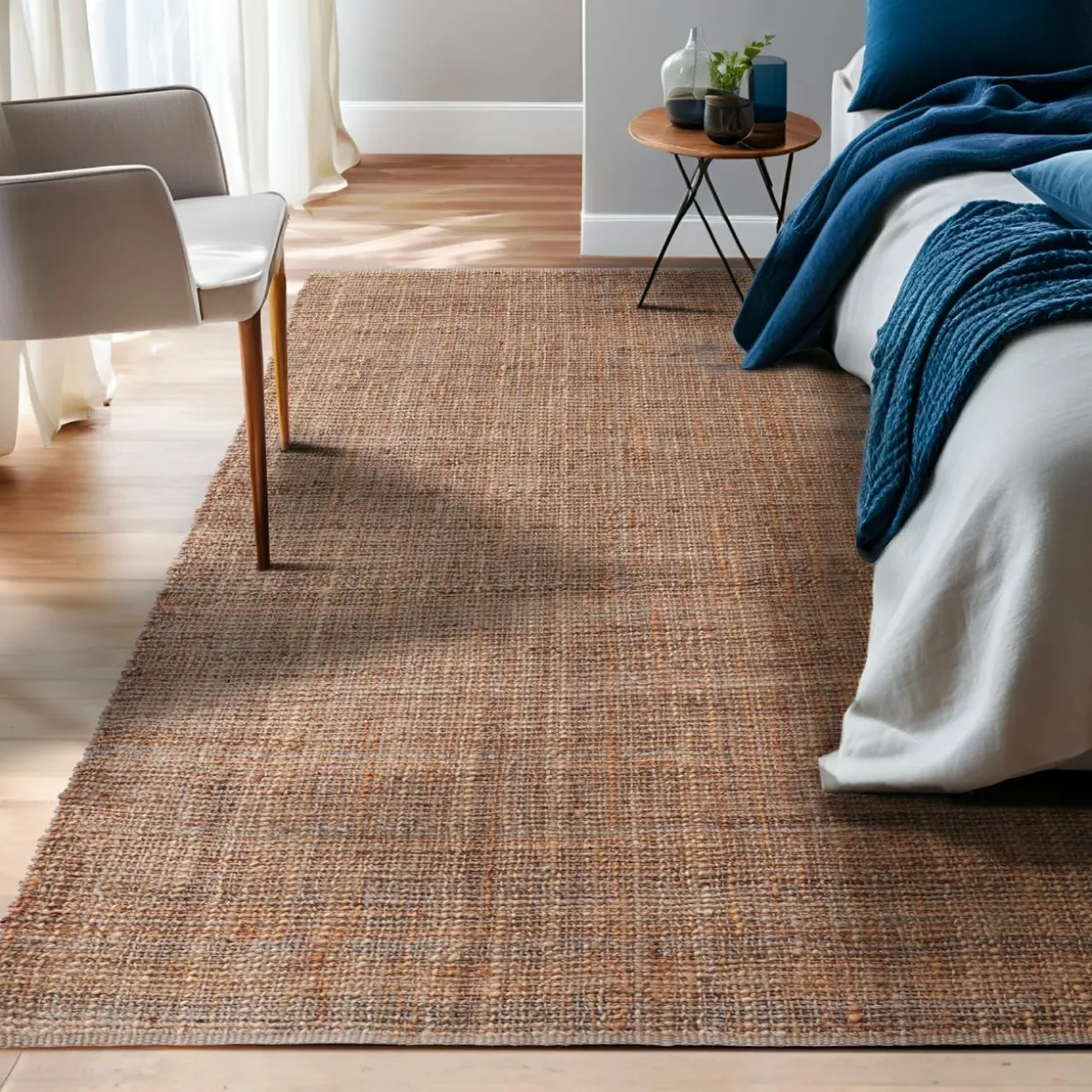 Tapis de salon rectangulaire jute tissée main (160 x 230 cm) Yuto Marron