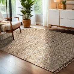 Tapis de salon rectangulaire jute tissée main (140 x 200 cm) Yuki Marron