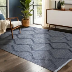 Tapis de salon rectangulaire matière recyclée tuftée (140 x 200 cm) Noori Gris