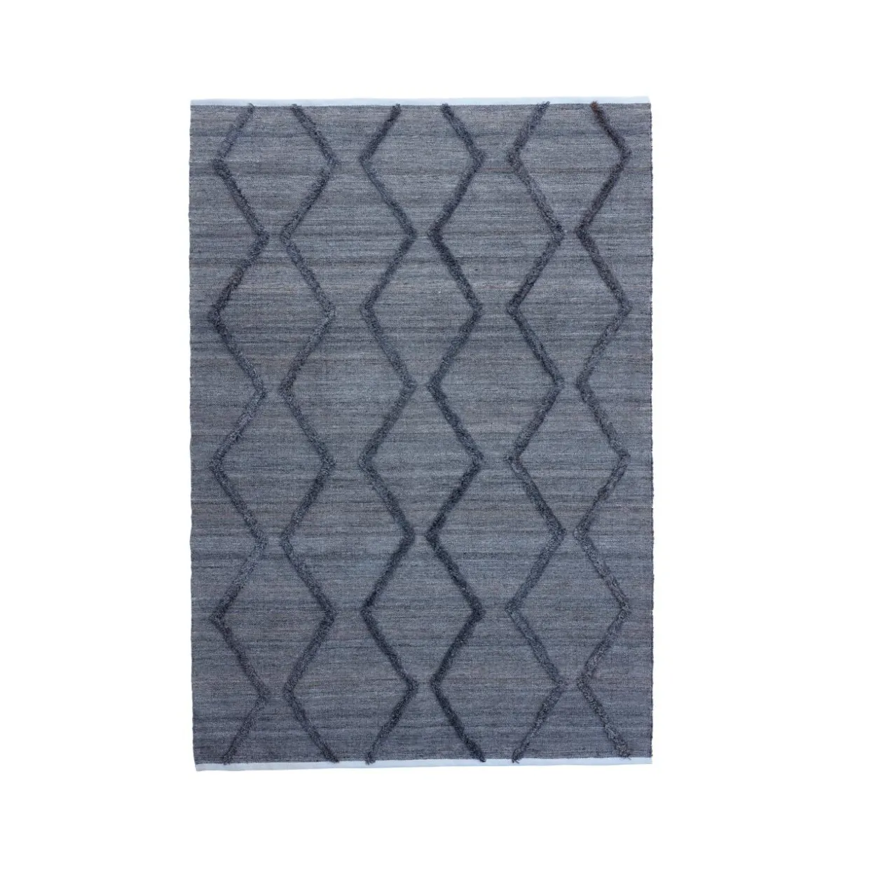 Tapis de salon rectangulaire matière recyclée tuftée (140 x 200 cm) Noori Gris