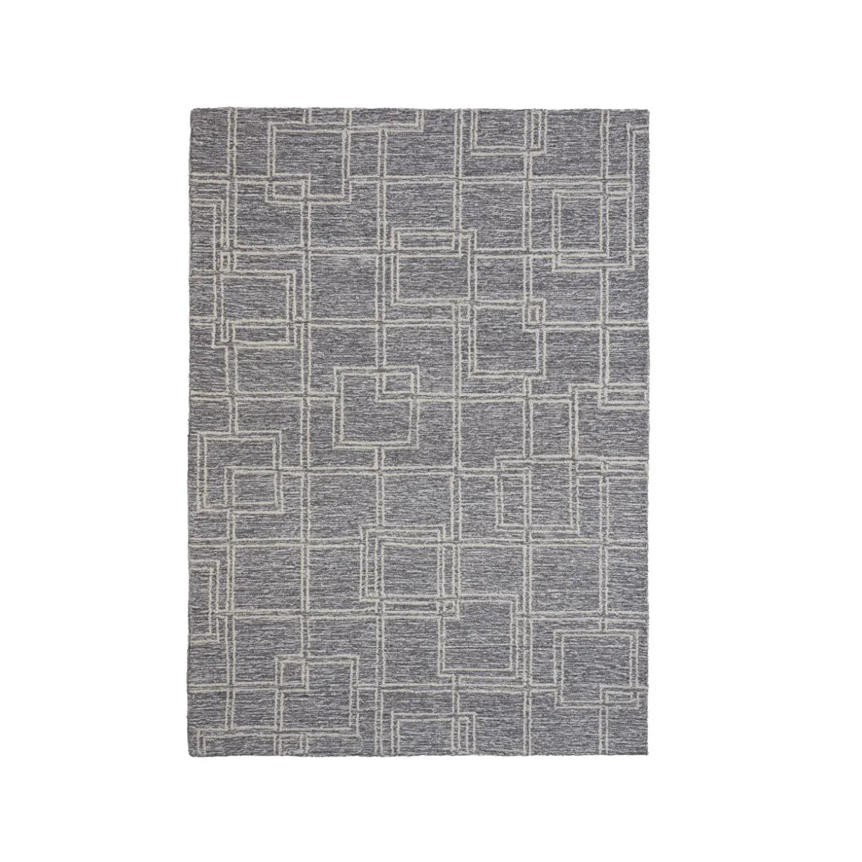 Tapis de salon rectangulaire laine tuftée (140 x 200 cm) Yutoo Gris