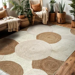 Tapis de salon rectangulaire jute tressée main (140 x 200 cm) Reina Beige