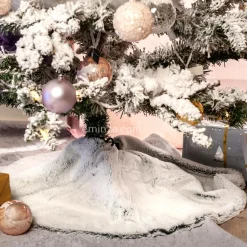 Tapis de sapin rond (D90 cm) Fourrure d'hiver Gris