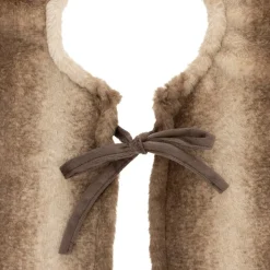 Tapis de sapin rond (D90 cm) Fourrure et nœuds Marron