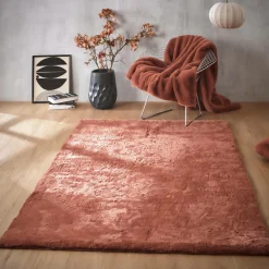 Tapis rectangulaire fausse fourrure (140 x 200 cm) Finn Terracotta