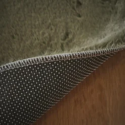 Tapis rond fausse fourrure (80 cm) Finn Vert kaki