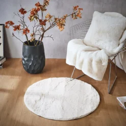 Tapis rond fausse fourrure (80 cm) Finn Blanc