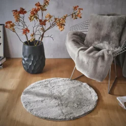 Tapis rond fausse fourrure (80 cm) Finn Taupe