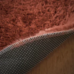 Tapis rond fausse fourrure (80 cm) Finn Terracotta