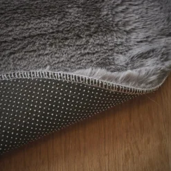 Tapis rond fausse fourrure (80 cm) Finn Gris anthracite