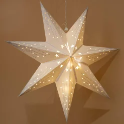 Étoile lumineuse à piles Origami (H40 cm) Oria Blanc et blanc chaud