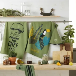 Torchon (70 cm) Comptoir Vert kaki