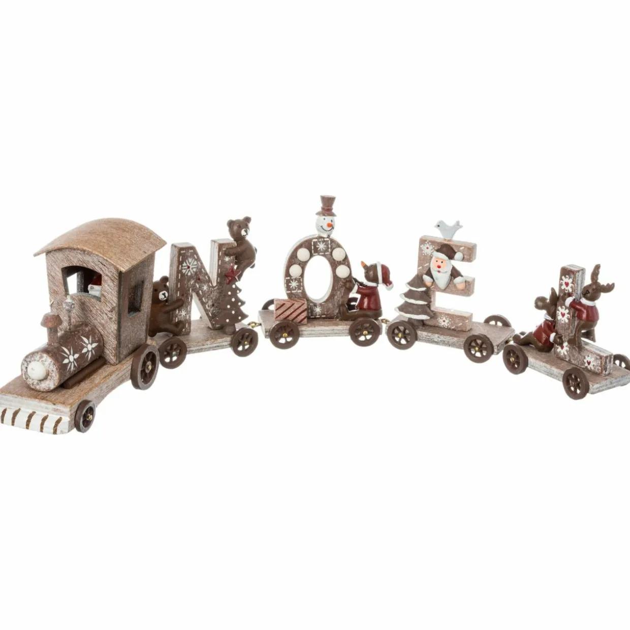 Train décoratif en bois (44 cm) Noël 4 wagons