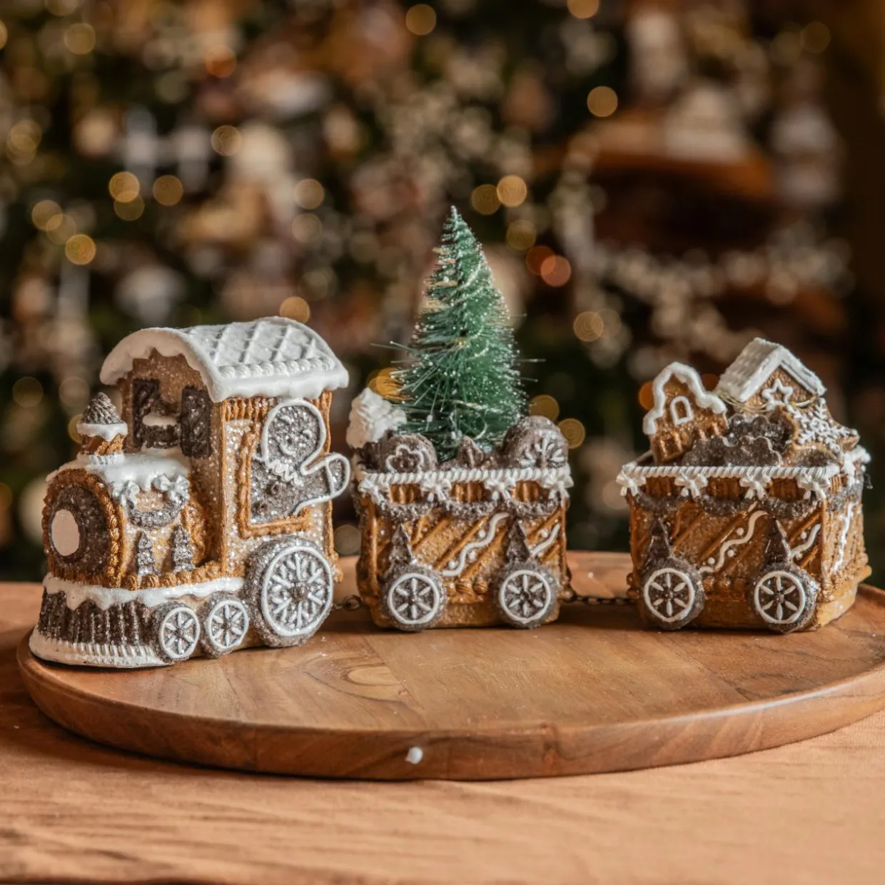 Train décoratif lumineux (18 cm) Pain d'épices Gourmand