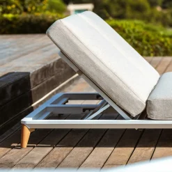 Transat double en aluminium Monte Carlo Blanc et taupe