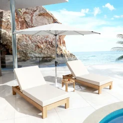 Transat double en bois d'acacia Bornéo Sable