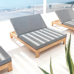 Transat double en bois d'acacia Bornéo Gris anthracite