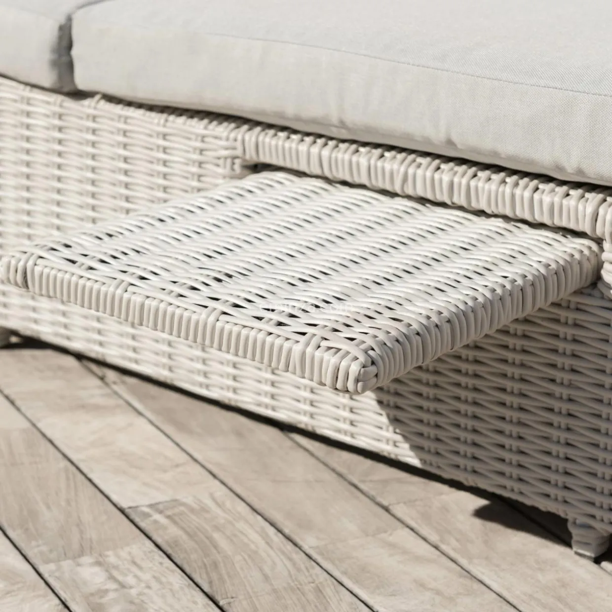 Transat double en résine tressée - Canapé de jardin Calvi Blanc et gris clair