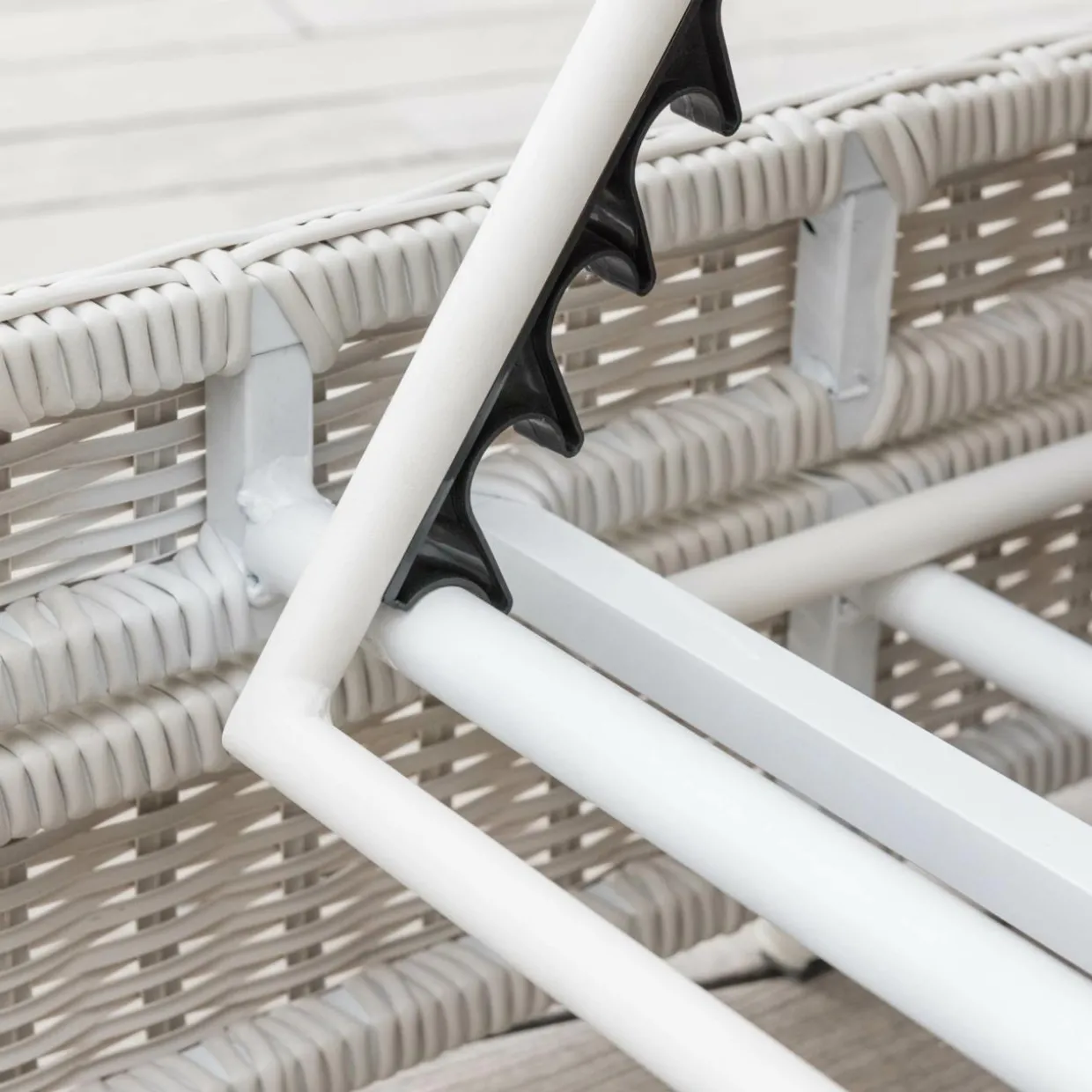 Transat double en résine tressée - Canapé de jardin Calvi Blanc et gris clair