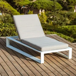 Transat en aluminium Elba Blanc et taupe