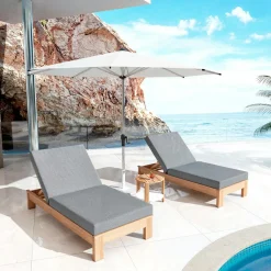 Transat en bois d'acacia Bornéo Gris anthracite