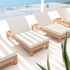 Transat en bois d'acacia Bornéo Sable