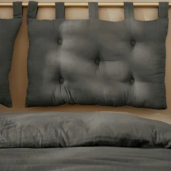 Tête de lit coussin gaze de coton (80 x 50 cm) Gaïa Gris granit