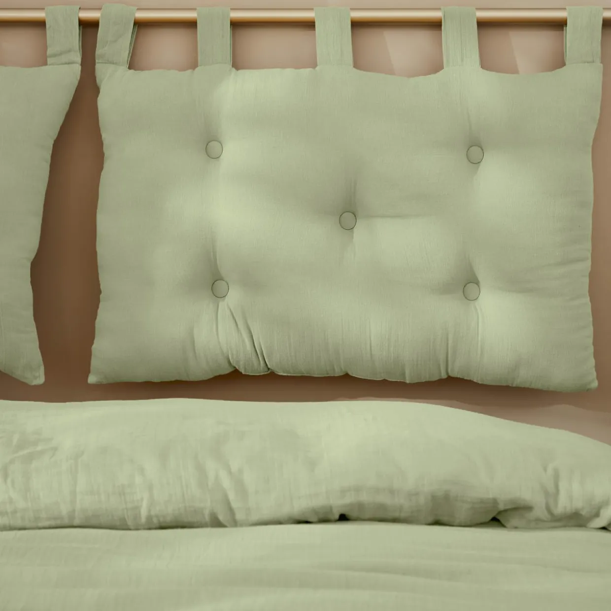 Tête de lit coussin gaze de coton (80 x 50 cm) Gaïa Vert tilleul