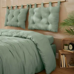 Tête de lit coussin gaze de coton (80 x 50 cm) Gaïa Vert eucalyptus