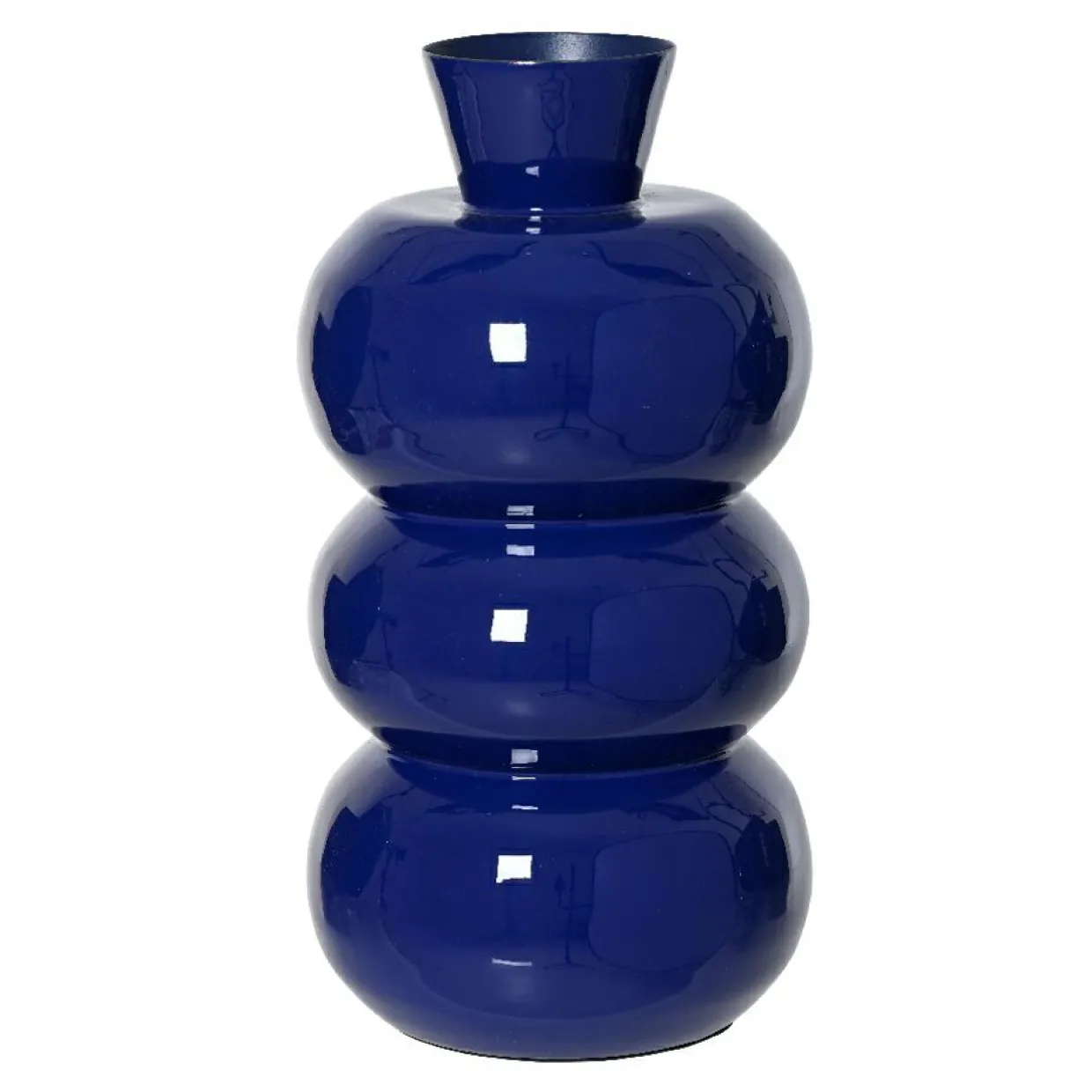 Vase en métal émaillé fait main (H33 cm) Serena Bleu roi brillant