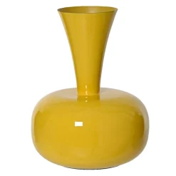 Vase en métal émaillé fait main (H23 cm) Cléa Jaune brillant
