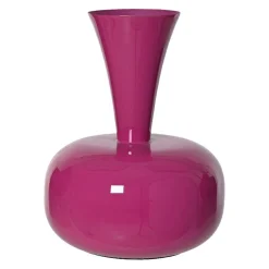 Vase en métal émaillé fait main (H23 cm) Cléa Rose fuschia brillant