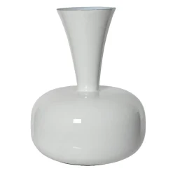 Vase en métal émaillé fait main (H23 cm) Cléa Blanc brillant