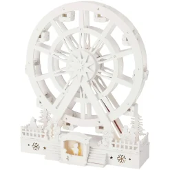 Village de Noël en bois lumineux et animé (H30 cm) Grande roue de Noël
