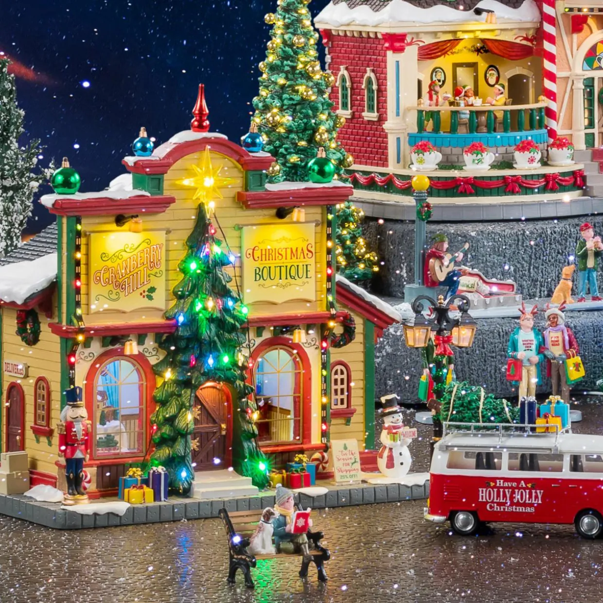 Village de Noël Lemax à piles lumineux Boutique de Cranberry Hill