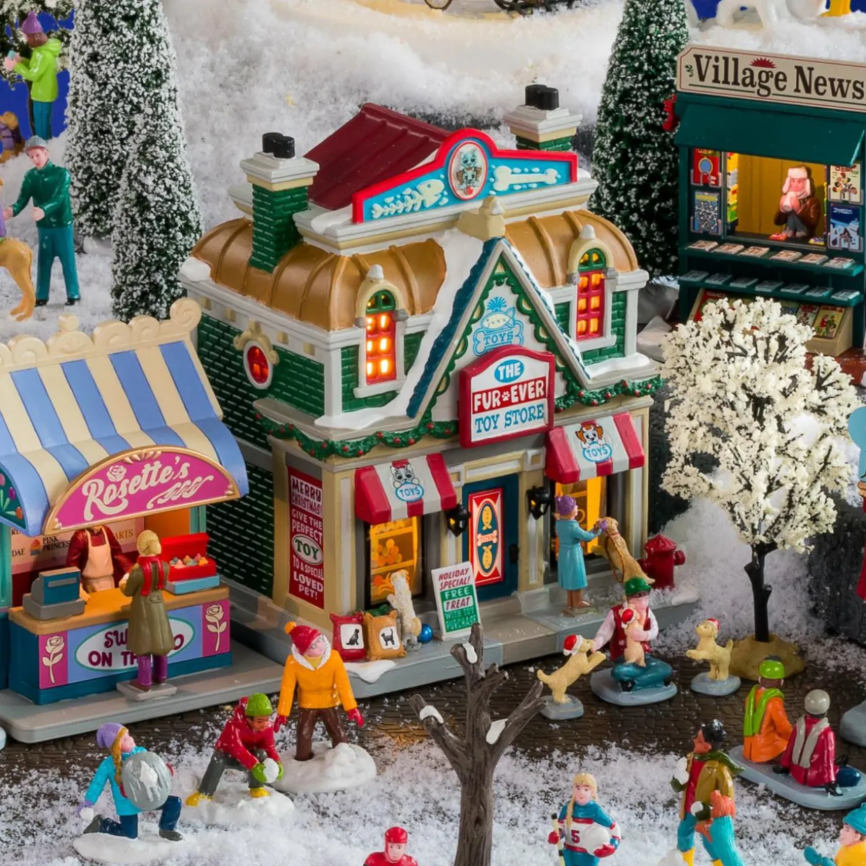 Village de Noël Lemax à piles lumineux Boutique de jouets Fur-Ever