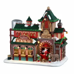 Village de Noël Lemax à piles lumineux L'écurie des rennes du Père Noël