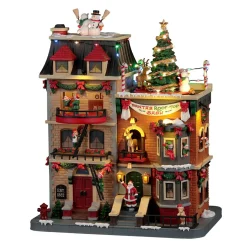 Village de Noël Lemax lumineux, musical et animé Fête du Père Noël sur les toits