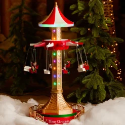 Village de Noël lumineux animé et musical (H52 cm) Manège à sensation