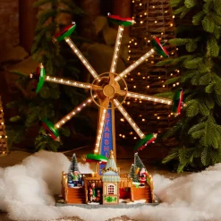 Village de Noël lumineux, animé et musical (H47 cm) Manège avions