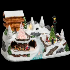 Village de Noël lumineux Chalet en montagne