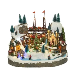 Village de Noël lumineux et musical Ville festive et Chemin de fer