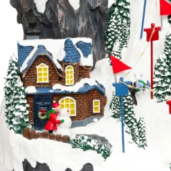 Village de Noël lumineux et animé (H52 cm) Piste de ski lumineuse