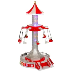 Village de Noël musical et animé (H52 cm) Manège chaises volantes
