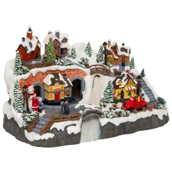 Village de Noël musical et animé (H32 cm) Village en fête