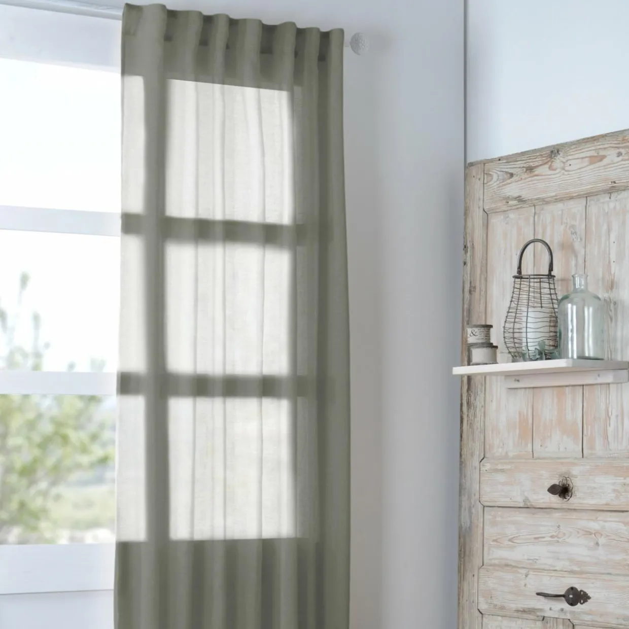 Voilage galon fronceur (140 x 260 cm) Madrid Vert kaki